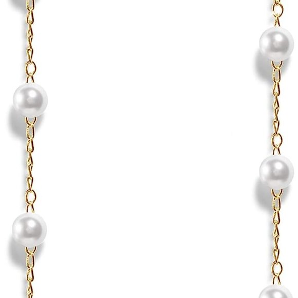 4" Long Pearl Gold Chain Earrings Bridal Bride Chains Faux Pearls Wedding New - Picture 2 of 4